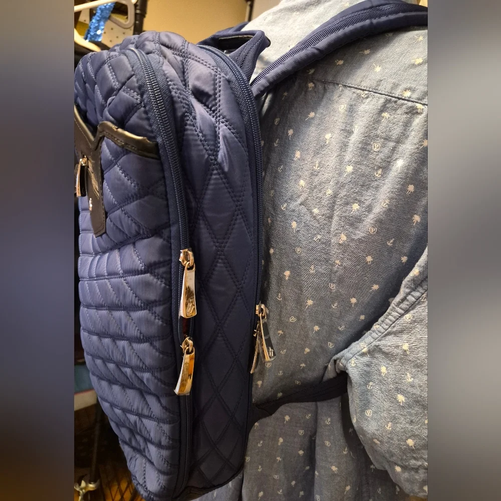 Knomo London Quilted Labtop Backpack, BLUE - Picture 3 of 13